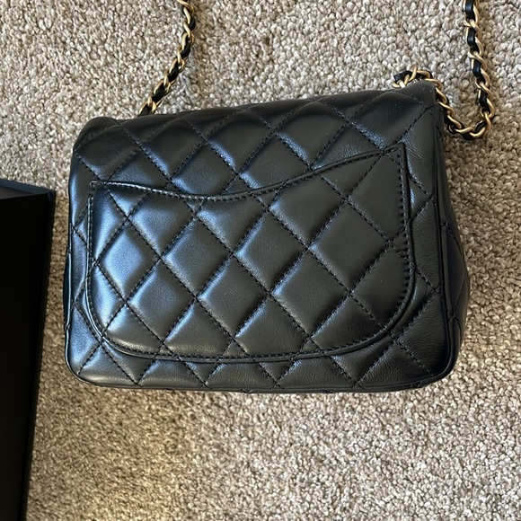 【sold】Chanel Lambskin Quilted CC Pearl Crush Mini Flap square, Black, gold ball - Picture 2 of 14